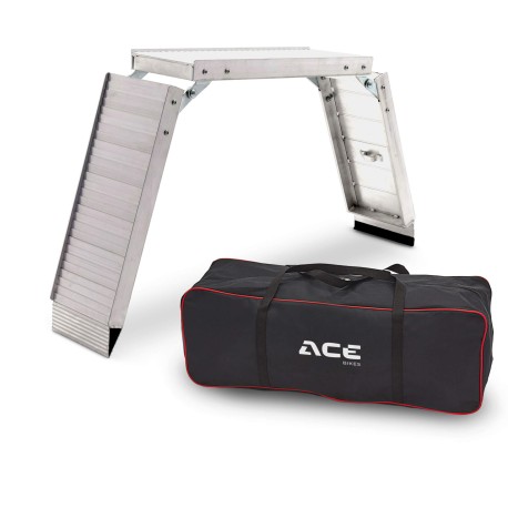 Rampe alu compacte pliable ACE BIKES + sac de transport  - Vente accessoires remorques en ligne